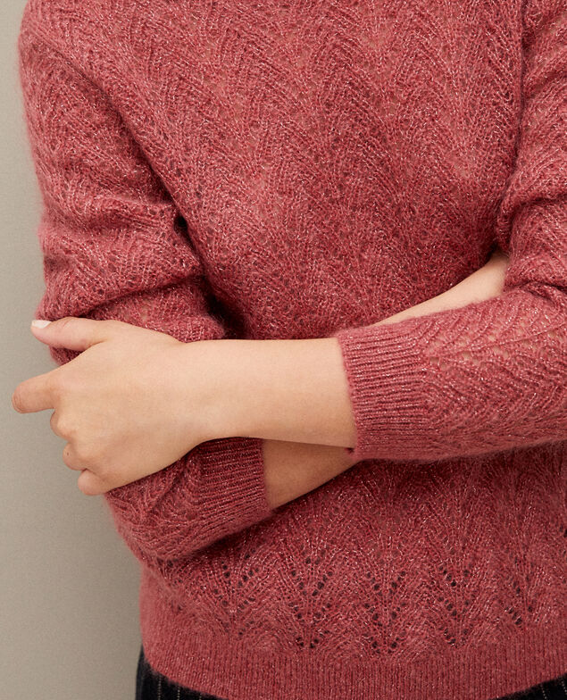 Pullover mit Mohair und Lurex Earth red