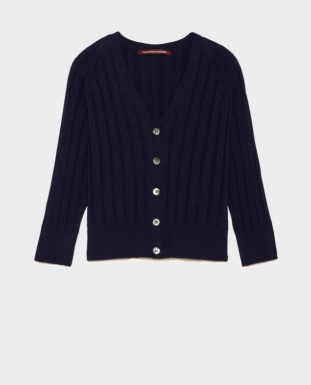 Cardigan aus 3D-Strick Maritime blue