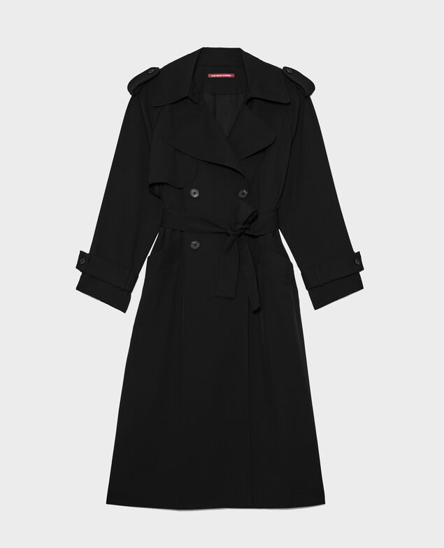 Oversize-Trenchcoat aus fließender Wolle Black beauty