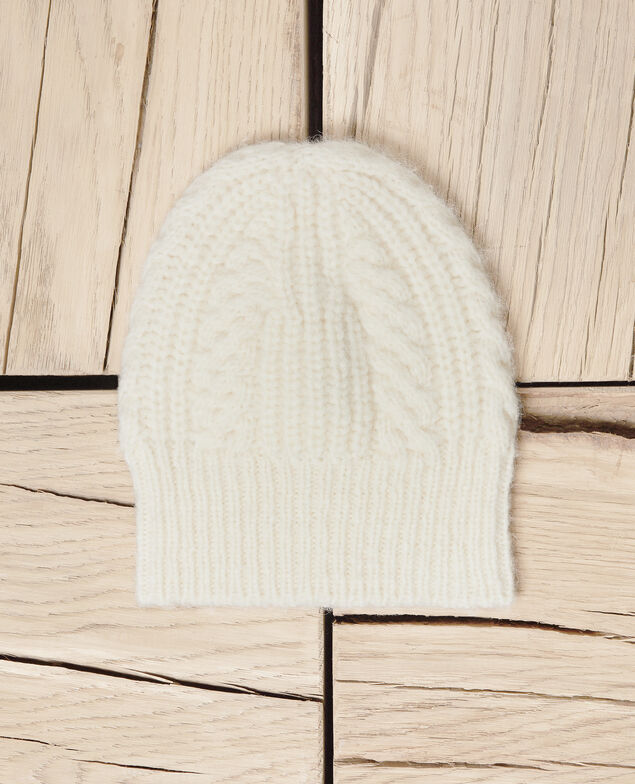 Strickmütze mit Zopfmuster Off white