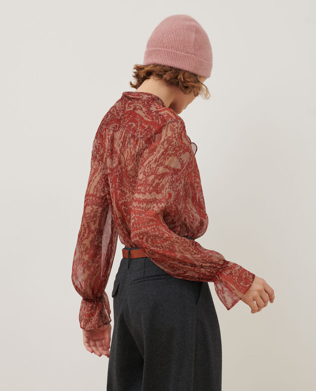 Langarmbluse A182 print ikat wine