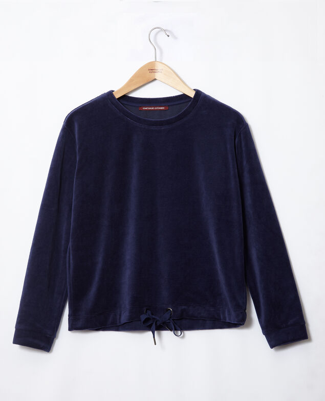 Sweatshirt aus Samt Medieval blue