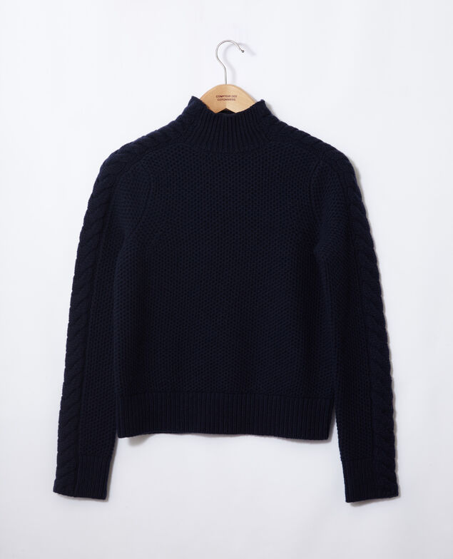 Pullover aus Wolle mit Flechtdetail Peacoat