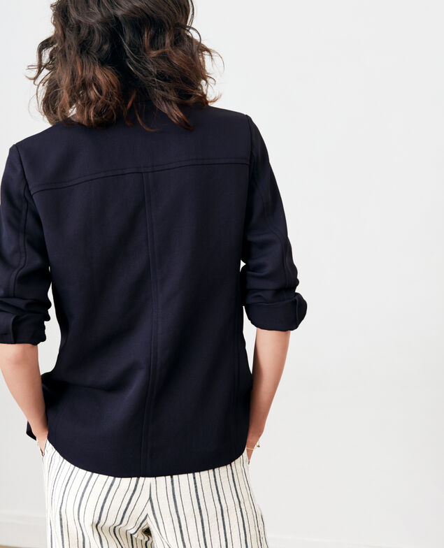 Jacke aus Krepp Marine