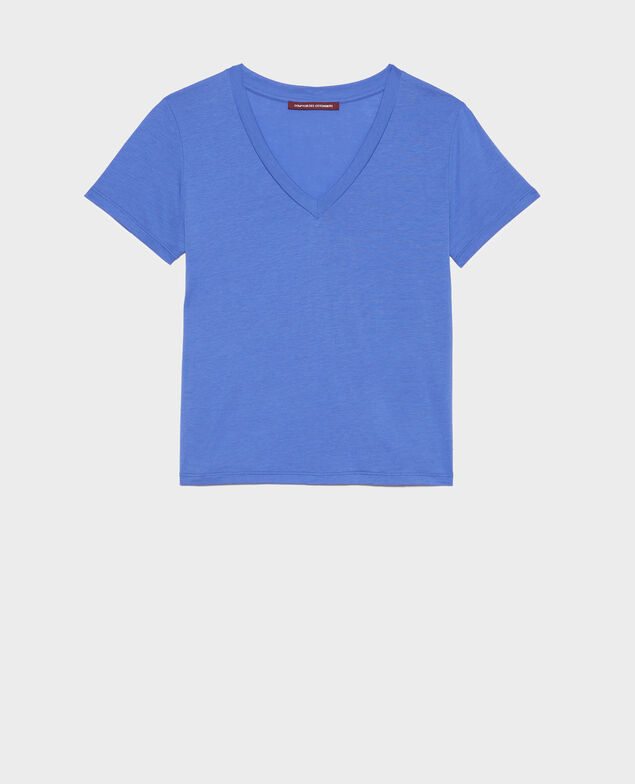 LÉA - Fließendes T-Shirt mit V-Ausschnitt 62 blue