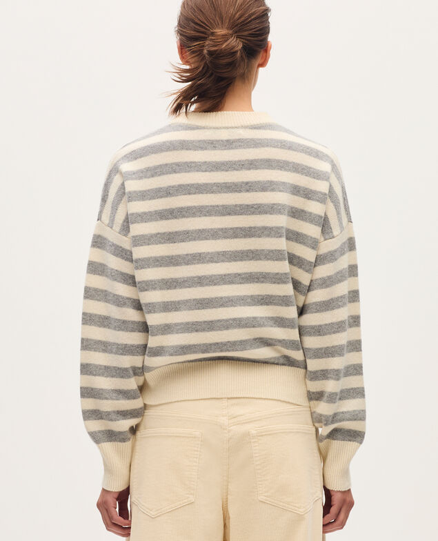Pullover mit Rundhalsausschnitt aus Wolle K012 st grey white