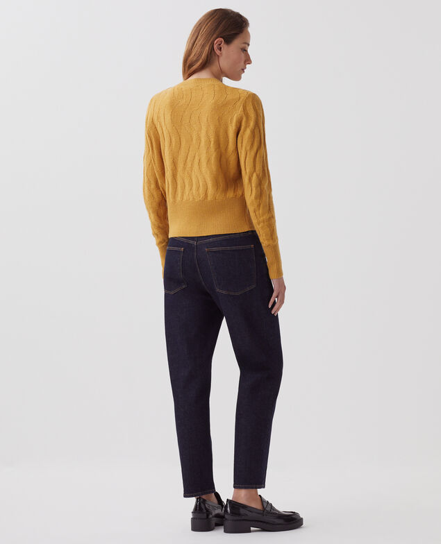 Pullover mit Rundhalsausschnitt aus Merinowolle J490 mustard gold