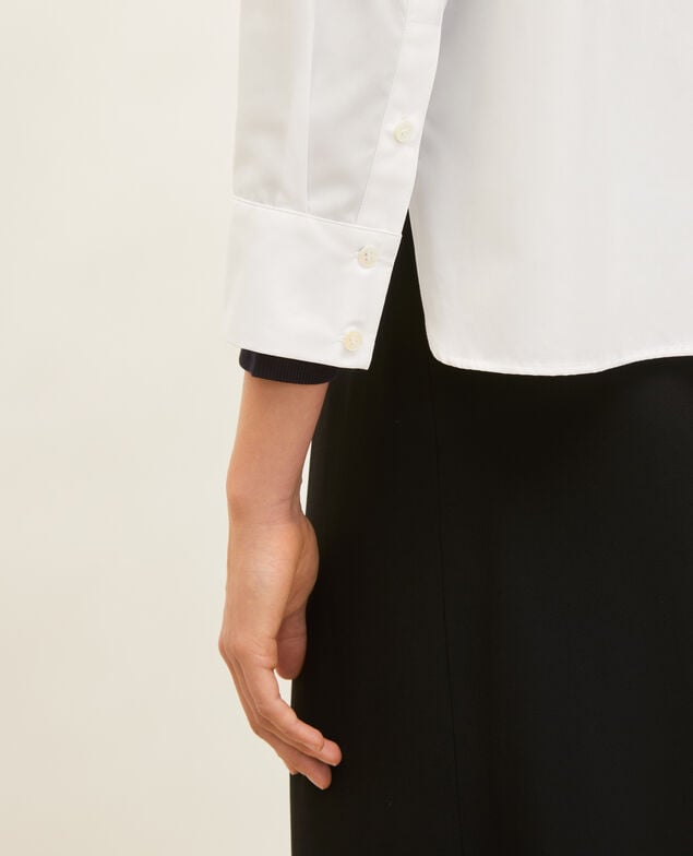Bluse ohne Kragen aus Baumwoll-Popelin Optical white