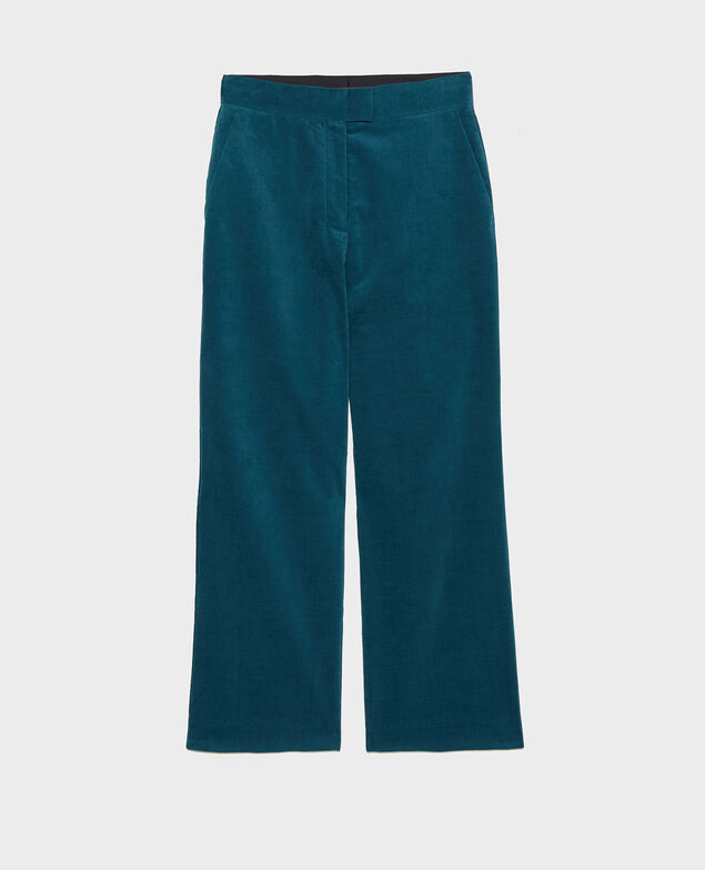 Flare Samthose mit hoher Taille und 7/8-Länge Blue coral