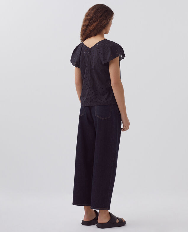 Besticktes Top aus Baumwolle H091 black beauty