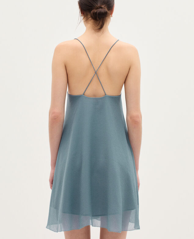 Kurzes Kleid aus Musselin  K631 blue lake