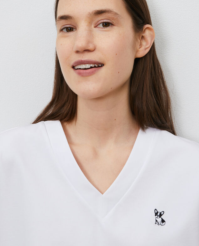 T-Shirt mit V-Ausschnitt aus Bio-Baumwolle Optical white