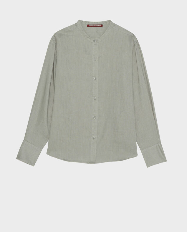 Bluse ohne Kragen aus Leinen 07 gray