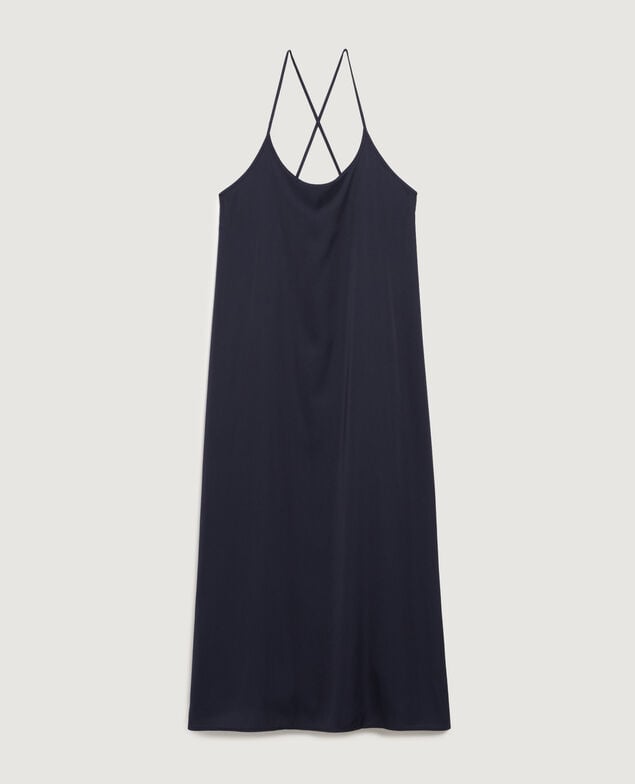 Langes satiniertes Nuisette-Kleid H695 night sky