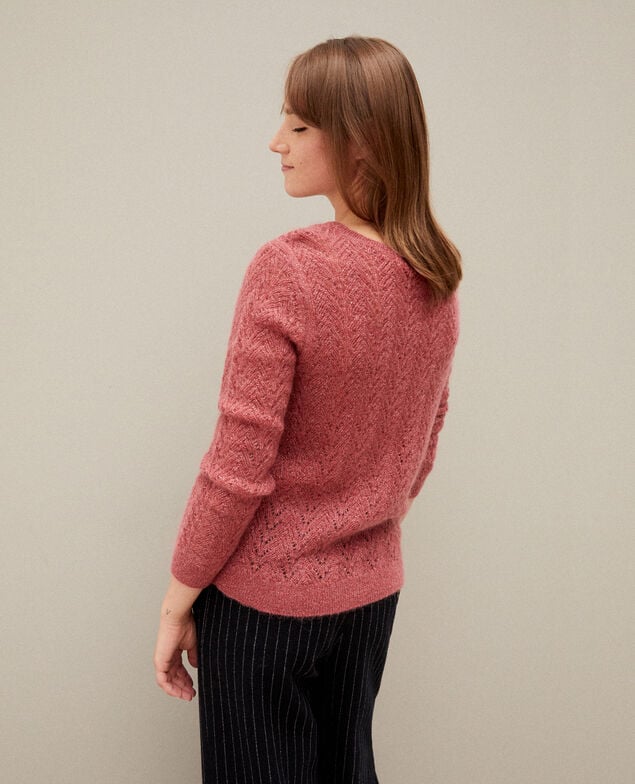 Pullover mit Mohair und Lurex Earth red
