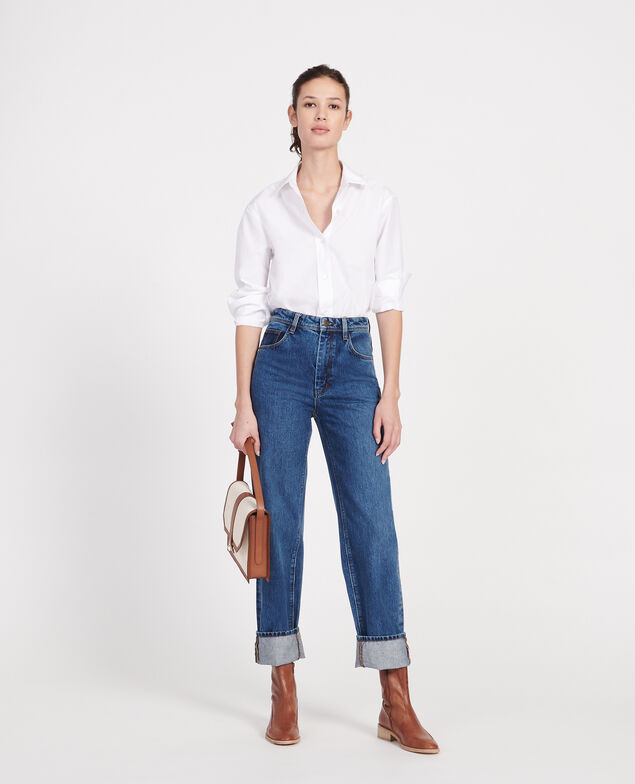Jeans mit hoher Taille und geradem Schnitt Denim medium wash