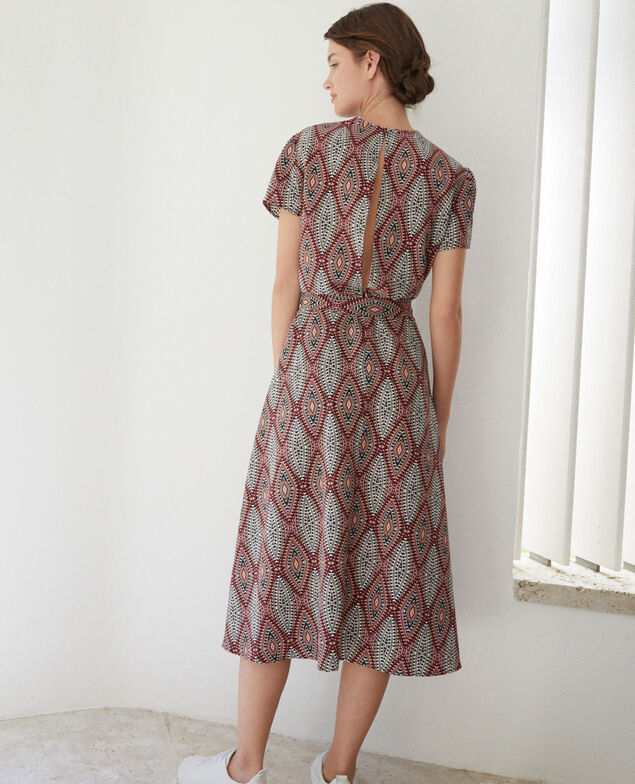 Langes gemustertes Kleid Braun