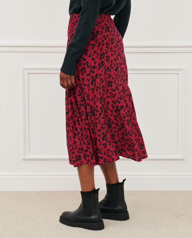Langer Rock mit Fuchsia-Print 8807 17 red