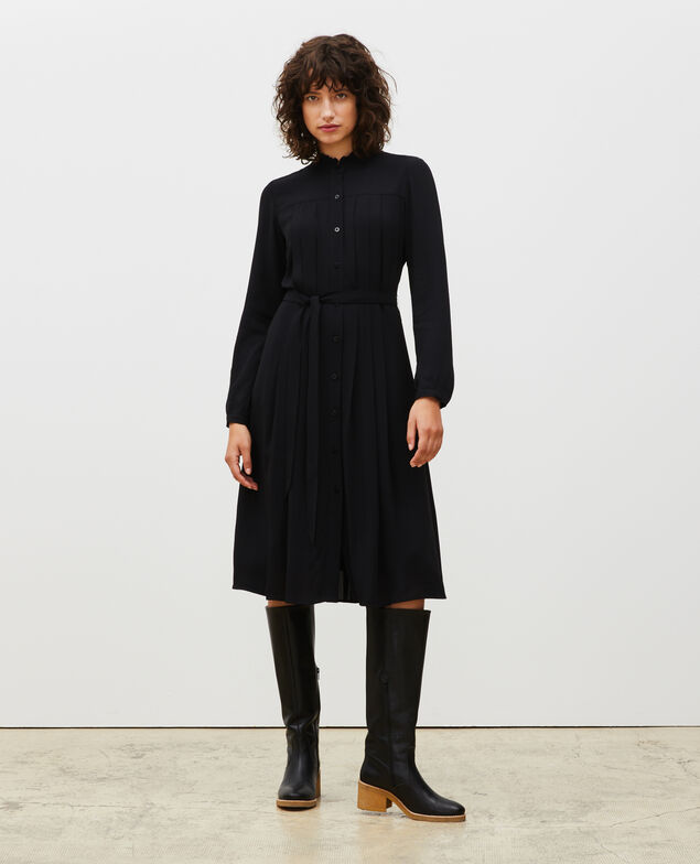Plissee-Kleid mit Gürtel  Black beauty