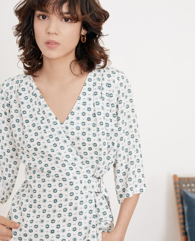 Gemusterte Bluse mit Schnalle Dandelion kaolin