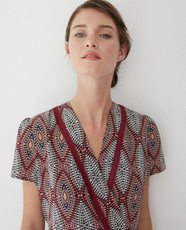 Langes gemustertes Kleid Braun