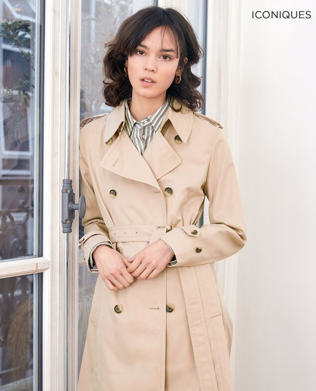 Klassischer schnitt trenchcoat Tan