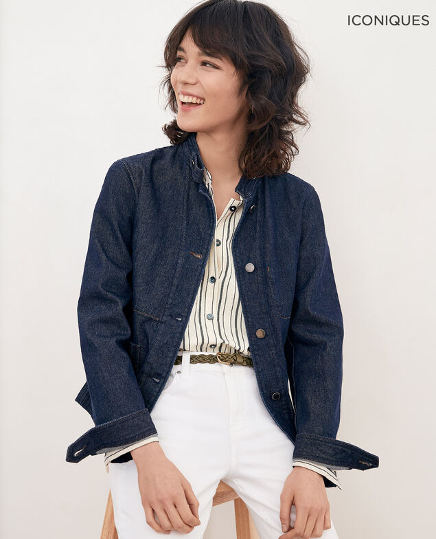 Jeansjacke mit Offizierskragen Indigo