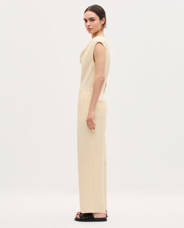 Jumpsuit aus satiniertem Krepp K300 ecru beige