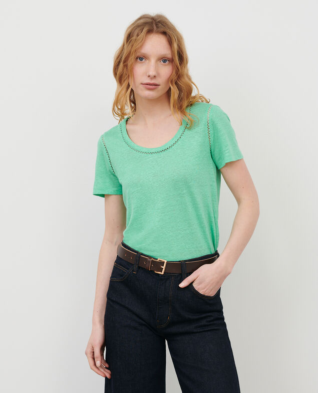 T-Shirt aus Leinen Jade cream