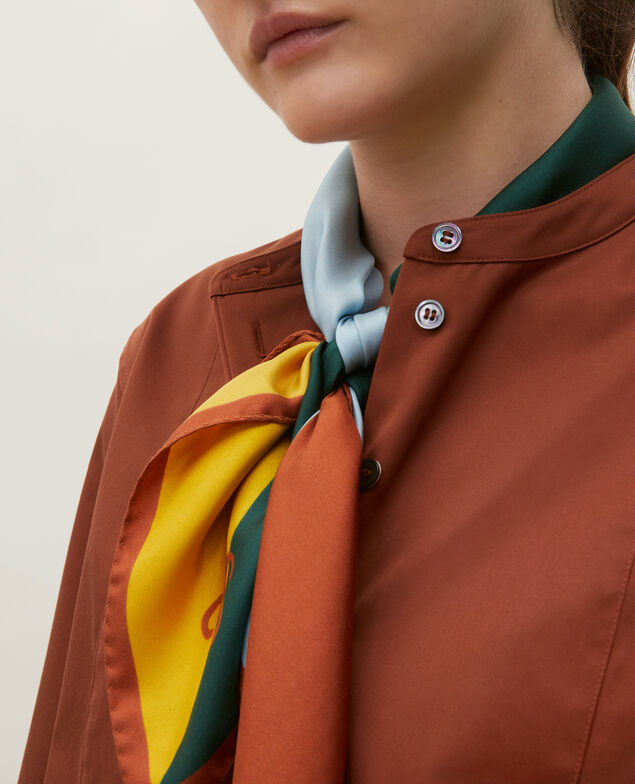  Oversize Baumwollhemd mit Brusteinsatz Tortoise shell