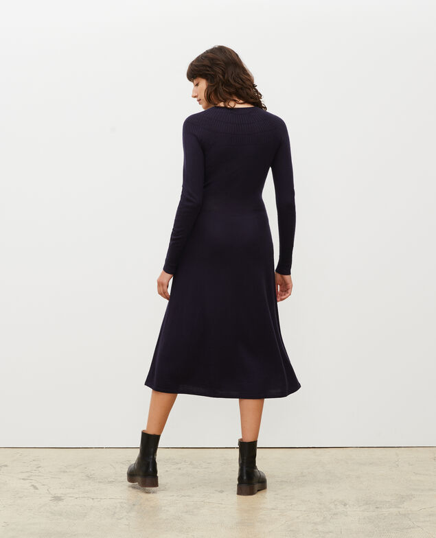 Ausgestelltes Kleid aus Merinowolle Night sky