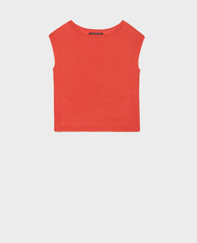 T-Shirt aus Leinen Fiery red