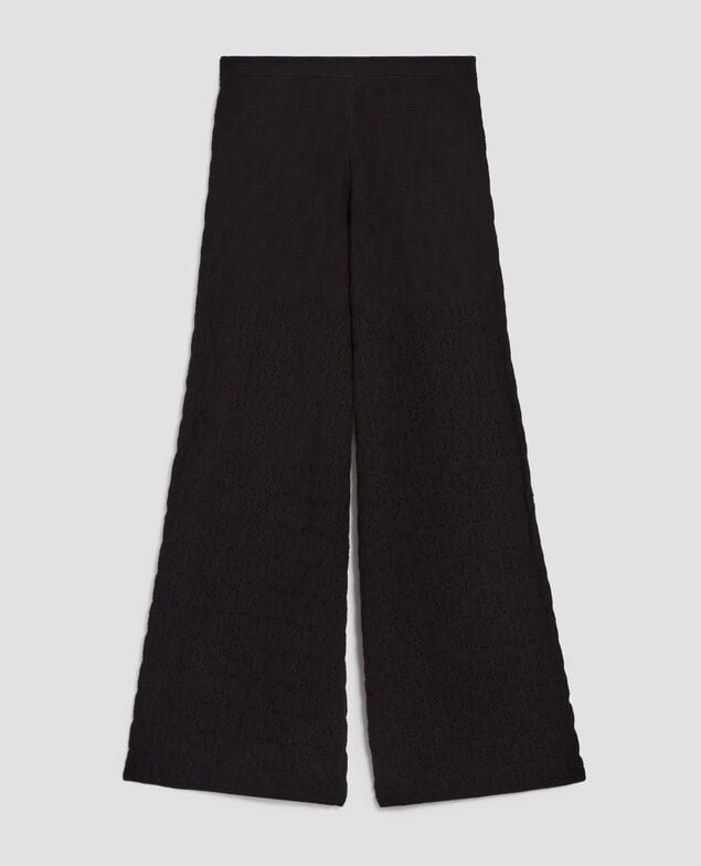 Ausgestellte strukturierte Häkelhose aus Baumwolle H091 black beauty