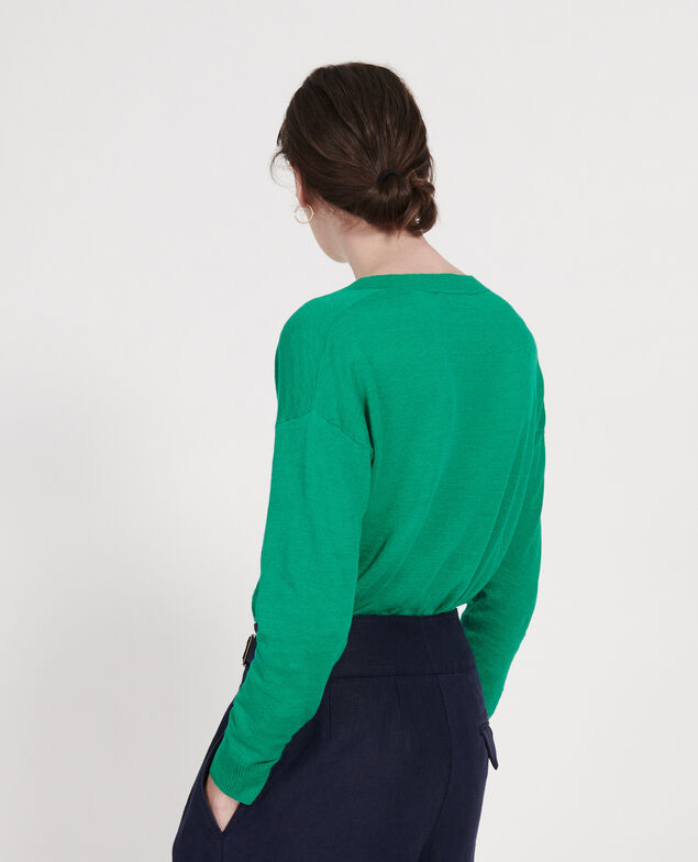 Pullover aus Leinen und Bio-Baumwolle Golf green
