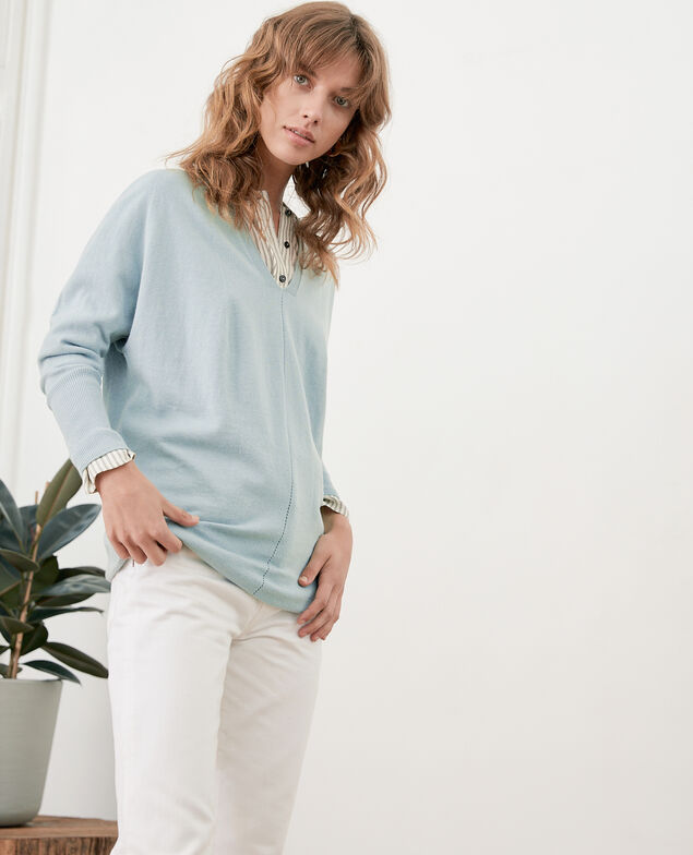 Oversize-Pullover aus Baumwolle und Kaschmir Silver green