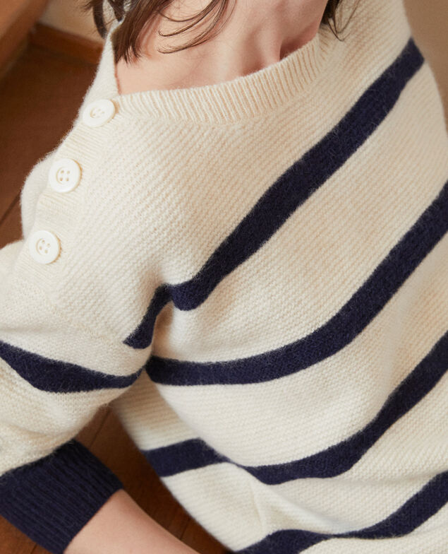 Pullover mit U-Boot-Ausschnitt Off white/peacoat
