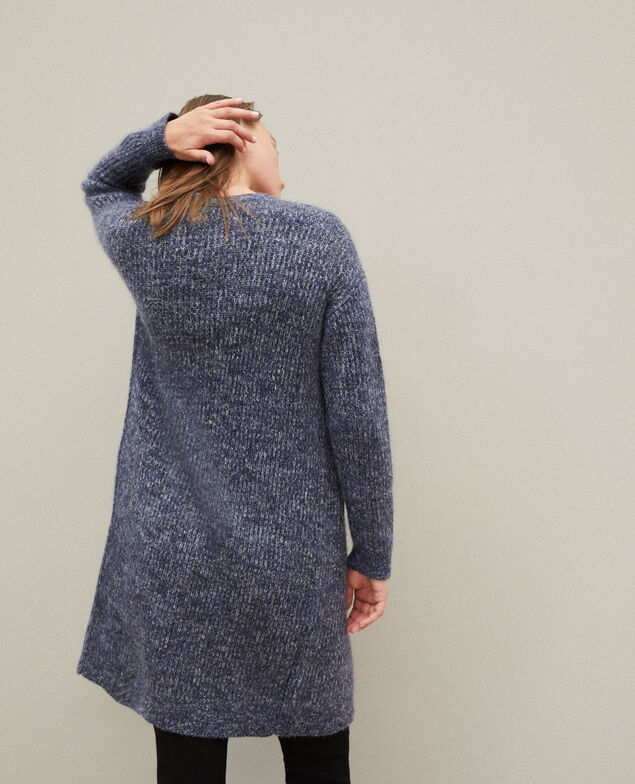 Langer Cardigan mit Mohair Blau