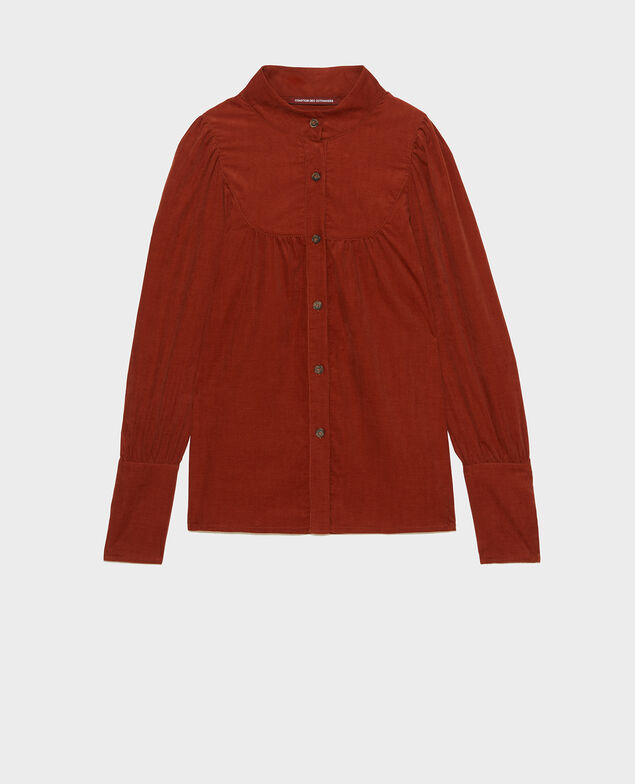 Samtbluse mit Plastron Brandy brown