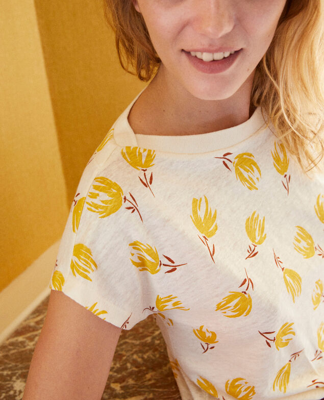Shirt mit U-Boot-Ausschnitt aus Leinen  Tulip buttercream