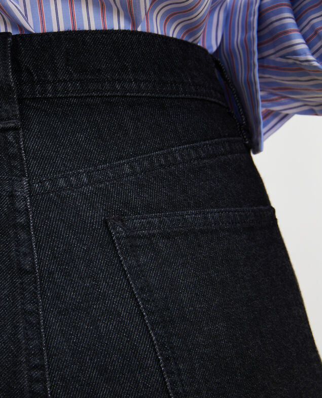 REAL STRAIGHT - Schwarze Jeans hohe Taille 5 Taschen Noir denim