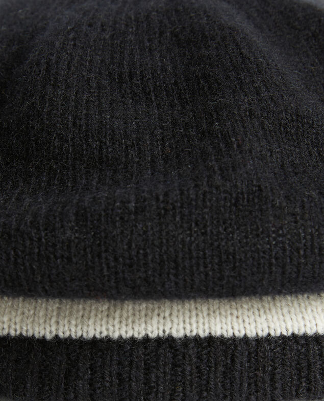 Barett aus Kaschmir Stripe black jetstream