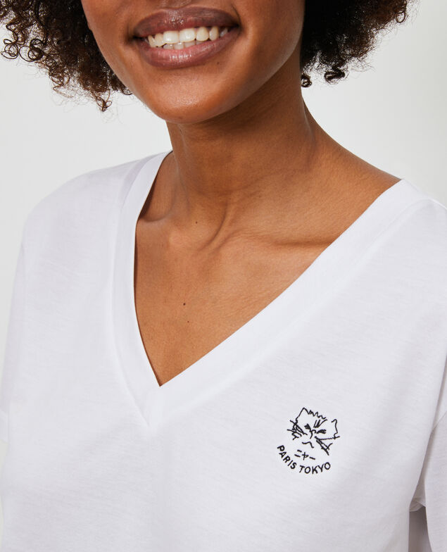 Besticktes T-Shirt aus Baumwolle Optical white