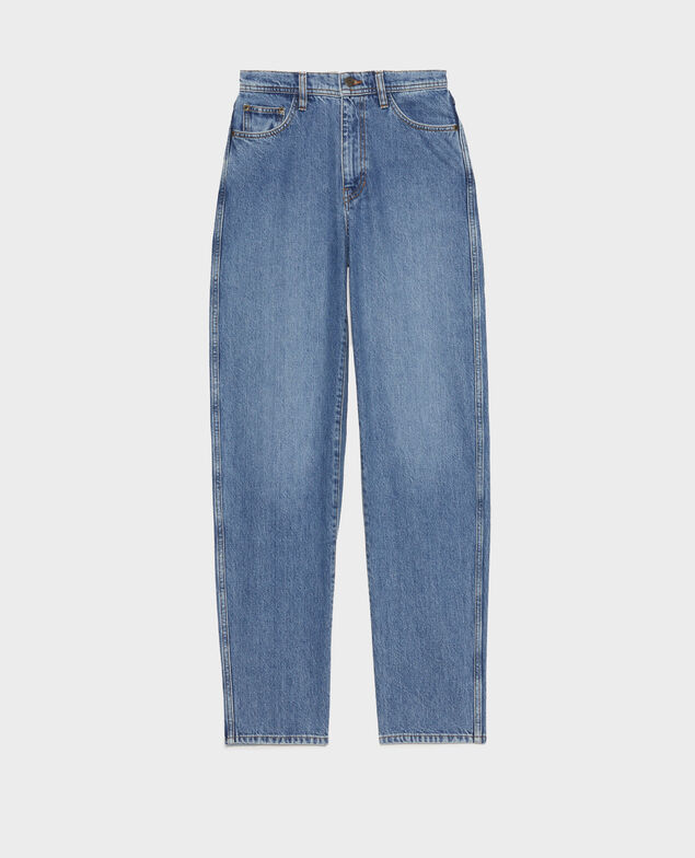 REGULAR - Verwaschene Jeans hohe Taille 5 Taschen Light denim