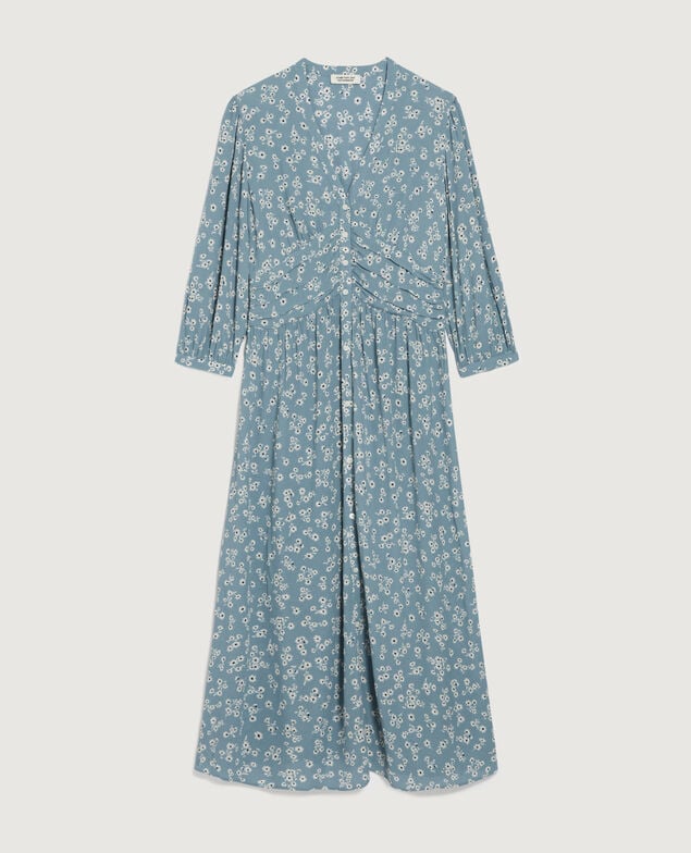 Langes fließendes Kleid K610 daisy blue