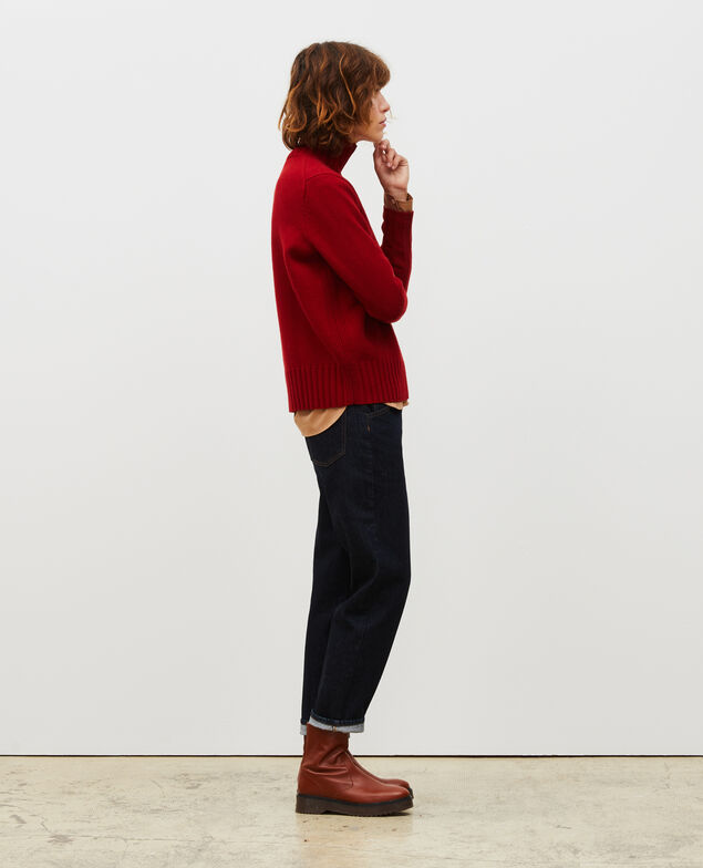 Wollpullover mit Stehkragen und breitem Rippstrick Royale red