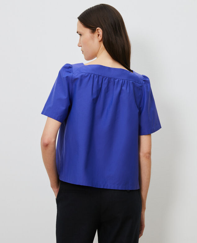 Oberteil aus Baumwolle und Seide. Royal blue