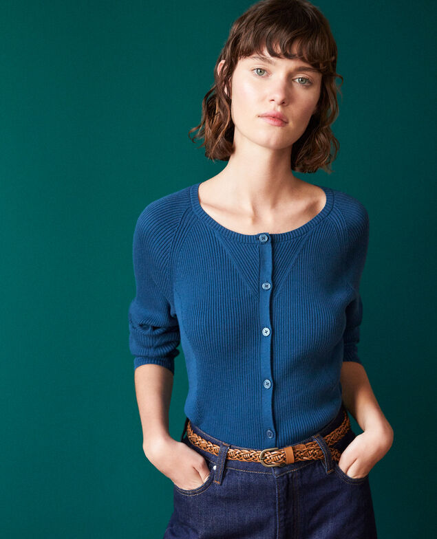 Cardigan aus Baumwolle Blau