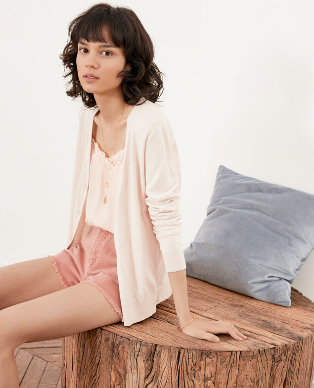 Materialmix-Cardigan Biscuit