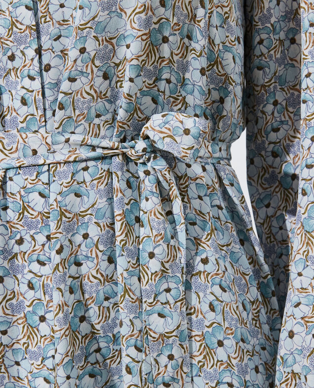 Langes Seidenkleid Art deco blue