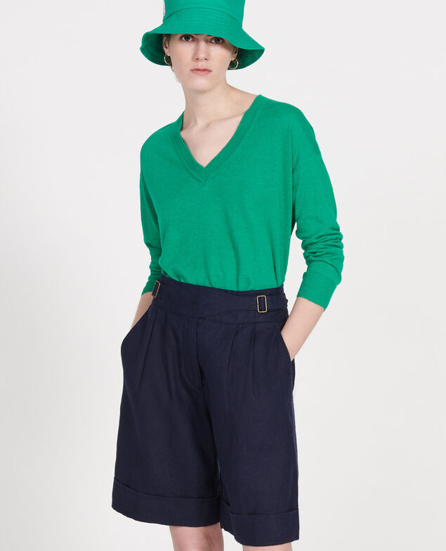 Pullover aus Leinen und Bio-Baumwolle Golf green